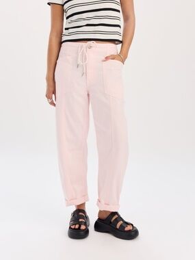 Daze Villa Drawstring Barrel Pant in Pink 27 EUC